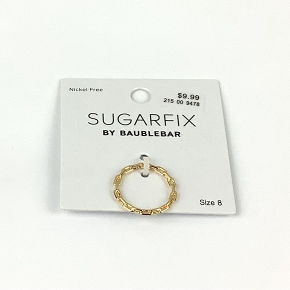 SUGARFIX by BaubleBar Gold Link Chain Ring NWT - Size 8 - Picture 2 of 3
